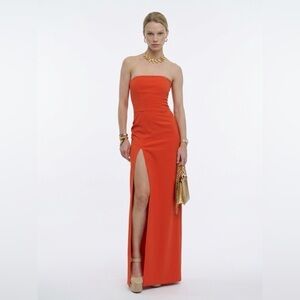 Custom Design Coral Strapless Gown